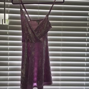 Love Fire purple crushed velvet wrap skater dress